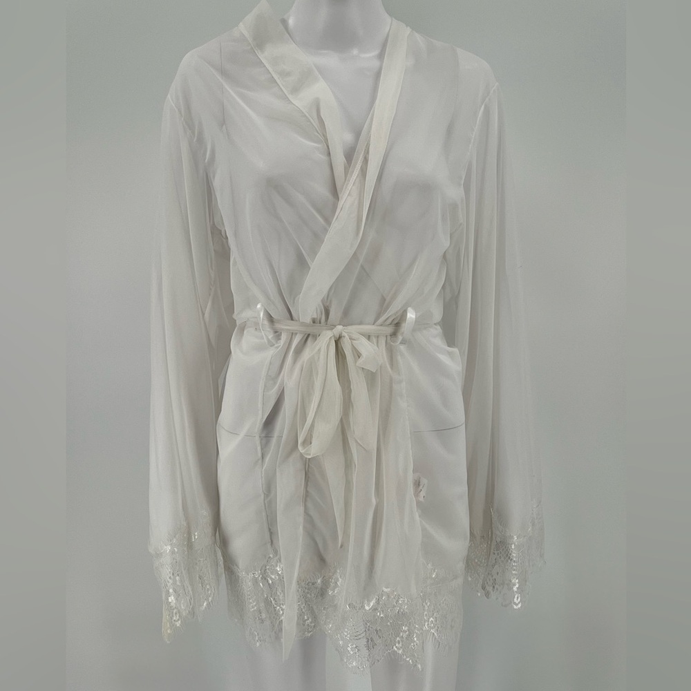 Shirley Of Hollywood Sheer See Through Robe Kimono Lace XXL‎